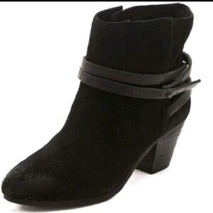ASH NIKITA Black Suede Leather Ankle Wrap Booties